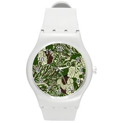 Texture Ornament Pattern Seamless Paisley Round Plastic Sport Watch (m) by Salman4z