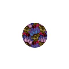 Purple Red And Green Flowers Digital Wallpaper Patterns Ornament 1  Mini Magnets by Salman4z