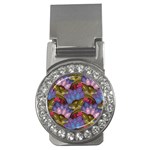 Purple Red And Green Flowers Digital Wallpaper Patterns Ornament Money Clips (CZ)  Front