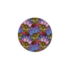 Purple Red And Green Flowers Digital Wallpaper Patterns Ornament Golf Ball Marker (4 Pack) by Salman4z