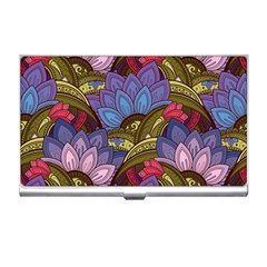 Purple Red And Green Flowers Digital Wallpaper Patterns Ornament Business Card Holder by Salman4z