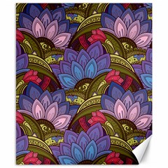 Purple Red And Green Flowers Digital Wallpaper Patterns Ornament Canvas 8  X 10  by Salman4z