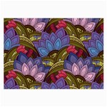 Purple Red And Green Flowers Digital Wallpaper Patterns Ornament Large Glasses Cloth (2 Sides) Back