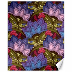 Purple Red And Green Flowers Digital Wallpaper Patterns Ornament Canvas 11  X 14  by Salman4z