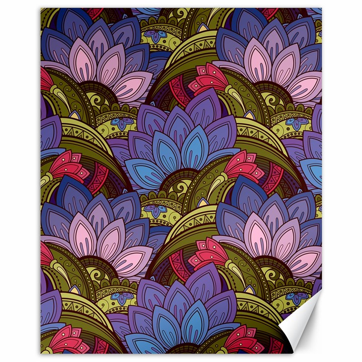 Purple Red And Green Flowers Digital Wallpaper Patterns Ornament Canvas 11  x 14 