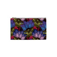 Purple Red And Green Flowers Digital Wallpaper Patterns Ornament Cosmetic Bag (small) by Salman4z