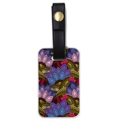 Purple Red And Green Flowers Digital Wallpaper Patterns Ornament Luggage Tag (one Side) by Salman4z