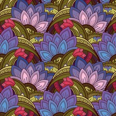 Purple Red And Green Flowers Digital Wallpaper Patterns Ornament Play Mat (square) by Salman4z