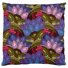 Purple Red And Green Flowers Digital Wallpaper Patterns Ornament Large Cushion Case (one Side) by Salman4z