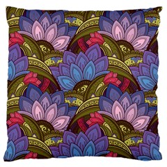 Purple Red And Green Flowers Digital Wallpaper Patterns Ornament Standard Premium Plush Fleece Cushion Case (one Side) by Salman4z