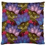 Purple Red And Green Flowers Digital Wallpaper Patterns Ornament Large Premium Plush Fleece Cushion Case (Two Sides) Front