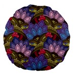 Purple Red And Green Flowers Digital Wallpaper Patterns Ornament Large 18  Premium Flano Round Cushions Front