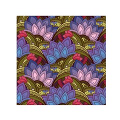 Purple Red And Green Flowers Digital Wallpaper Patterns Ornament Square Satin Scarf (30  X 30 ) by Salman4z