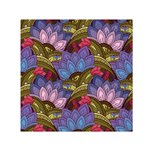 Purple Red And Green Flowers Digital Wallpaper Patterns Ornament Square Satin Scarf (30  x 30 ) Front