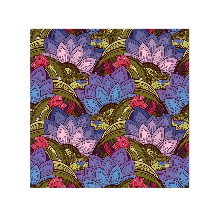 Purple Red And Green Flowers Digital Wallpaper Patterns Ornament Square Satin Scarf (30  x 30 )