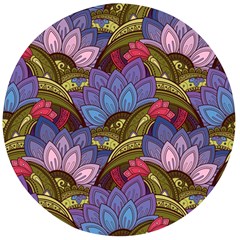 Purple Red And Green Flowers Digital Wallpaper Patterns Ornament Wooden Bottle Opener (round) by Salman4z