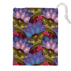 Purple Red And Green Flowers Digital Wallpaper Patterns Ornament Drawstring Pouch (5xl) by Salman4z