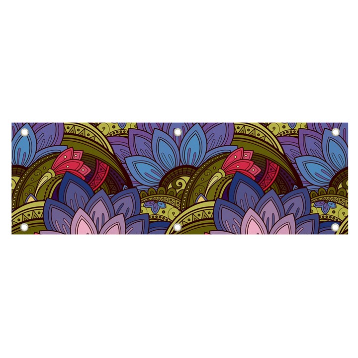 Purple Red And Green Flowers Digital Wallpaper Patterns Ornament Banner and Sign 6  x 2 