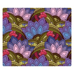 Purple Red And Green Flowers Digital Wallpaper Patterns Ornament Premium Plush Fleece Blanket (small) by Salman4z