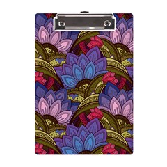 Purple Red And Green Flowers Digital Wallpaper Patterns Ornament A5 Acrylic Clipboard