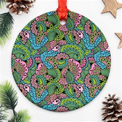 Background Texture Paisley Pattern Ornament (round) by Salman4z