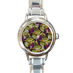 Pattern Vector Texture Style Garden Drawn Hand Floral Round Italian Charm Watch by Salman4z