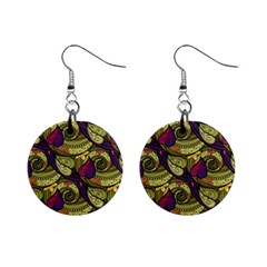 Pattern Vector Texture Style Garden Drawn Hand Floral Mini Button Earrings