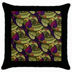 Pattern Vector Texture Style Garden Drawn Hand Floral Throw Pillow Case (black) by Salman4z