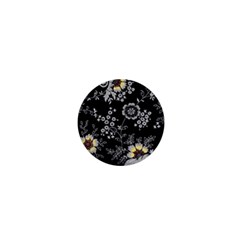 White And Yellow Floral And Paisley Illustration Background 1  Mini Buttons by Salman4z