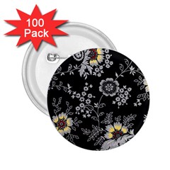 White And Yellow Floral And Paisley Illustration Background 2 25  Buttons (100 Pack)  by Salman4z