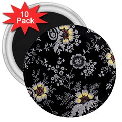 White And Yellow Floral And Paisley Illustration Background 3  Magnets (10 Pack)  by Salman4z