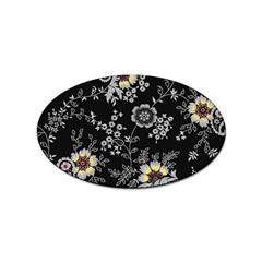 White And Yellow Floral And Paisley Illustration Background Sticker (oval) by Salman4z