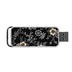 White And Yellow Floral And Paisley Illustration Background Portable Usb Flash (one Side) by Salman4z