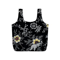 White And Yellow Floral And Paisley Illustration Background Full Print Recycle Bag (s) by Salman4z