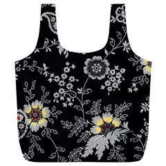 White And Yellow Floral And Paisley Illustration Background Full Print Recycle Bag (xl) by Salman4z