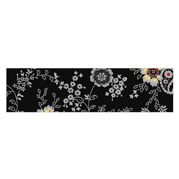 White And Yellow Floral And Paisley Illustration Background Oblong Satin Scarf (16  x 60 )