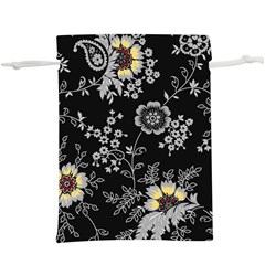 White And Yellow Floral And Paisley Illustration Background Lightweight Drawstring Pouch (xl) by Salman4z