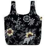 White And Yellow Floral And Paisley Illustration Background Full Print Recycle Bag (XXXL) Front