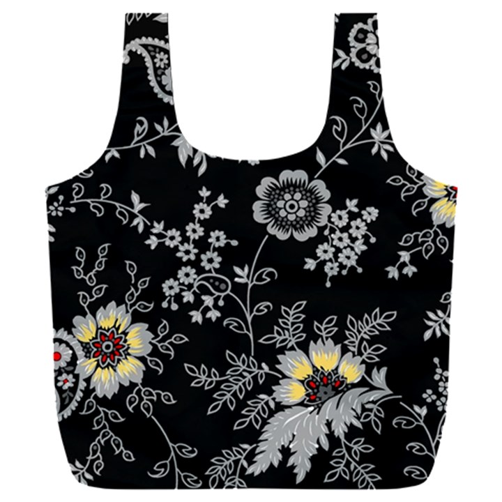 White And Yellow Floral And Paisley Illustration Background Full Print Recycle Bag (XXXL)