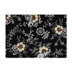 White And Yellow Floral And Paisley Illustration Background Crystal Sticker (a4) by Salman4z