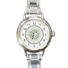 Flower Abstract Floral Hand Ornament Hand Drawn Mandala Round Italian Charm Watch by Salman4z