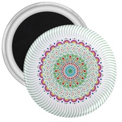 Flower Abstract Floral Hand Ornament Hand Drawn Mandala 3  Magnets by Salman4z