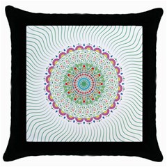 Flower Abstract Floral Hand Ornament Hand Drawn Mandala Throw Pillow Case (black) by Salman4z