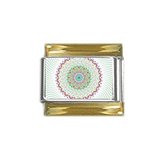 Flower Abstract Floral Hand Ornament Hand Drawn Mandala Gold Trim Italian Charm (9mm) by Salman4z