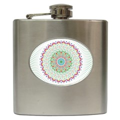 Flower Abstract Floral Hand Ornament Hand Drawn Mandala Hip Flask (6 Oz) by Salman4z