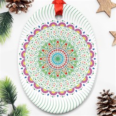 Flower Abstract Floral Hand Ornament Hand Drawn Mandala Oval Ornament (two Sides) by Salman4z