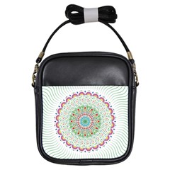 Flower Abstract Floral Hand Ornament Hand Drawn Mandala Girls Sling Bag by Salman4z