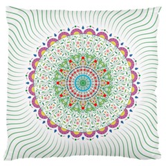 Flower Abstract Floral Hand Ornament Hand Drawn Mandala Large Cushion Case (one Side) by Salman4z