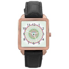 Flower Abstract Floral Hand Ornament Hand Drawn Mandala Rose Gold Leather Watch  by Salman4z