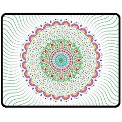 Flower Abstract Floral Hand Ornament Hand Drawn Mandala Two Sides Fleece Blanket (medium) by Salman4z